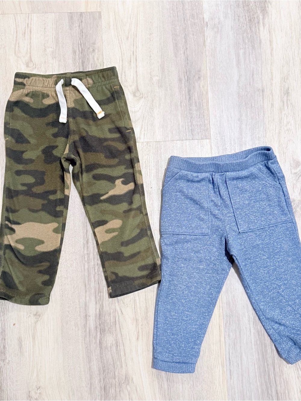 Carter's Camo Pull-On Straight Leg Sweats & Heather Blue Knit Pants Set 24 Month